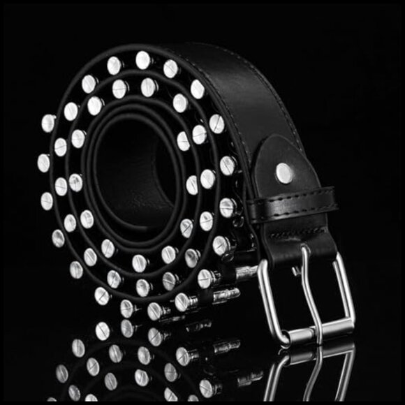 Studded Belt with Bullet Rivets, PU Leather, Adjustable Goth Style main image 4